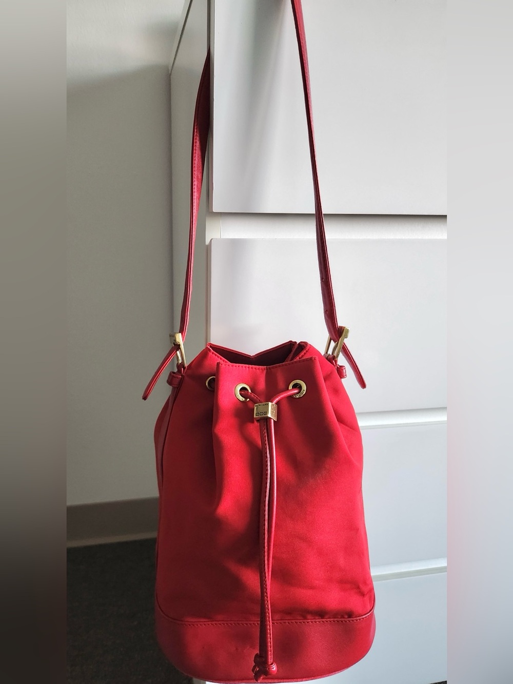 Ralph Lauren Red Leather Handle Bucket Bag